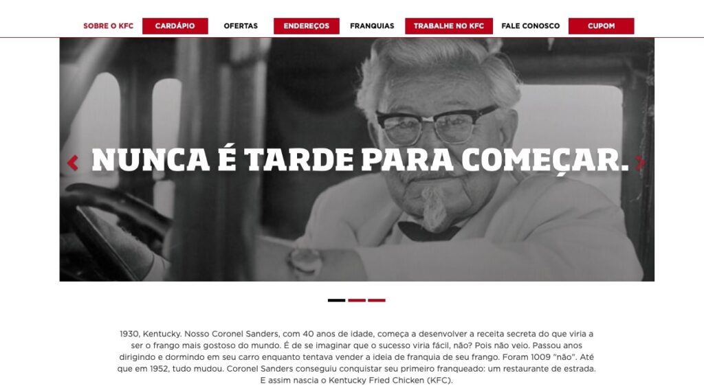 História Coronel Sanders KFC Brasil