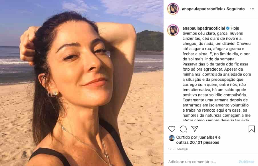 Foto do Instagram Ana Paula Padrão na praia