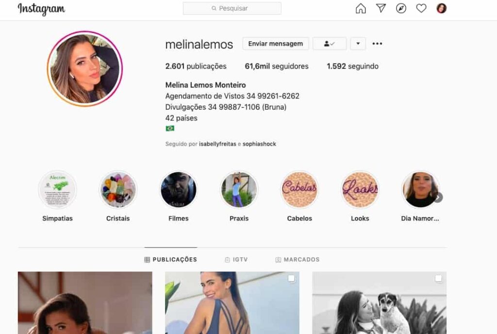 Melina Lemos perfil instagram